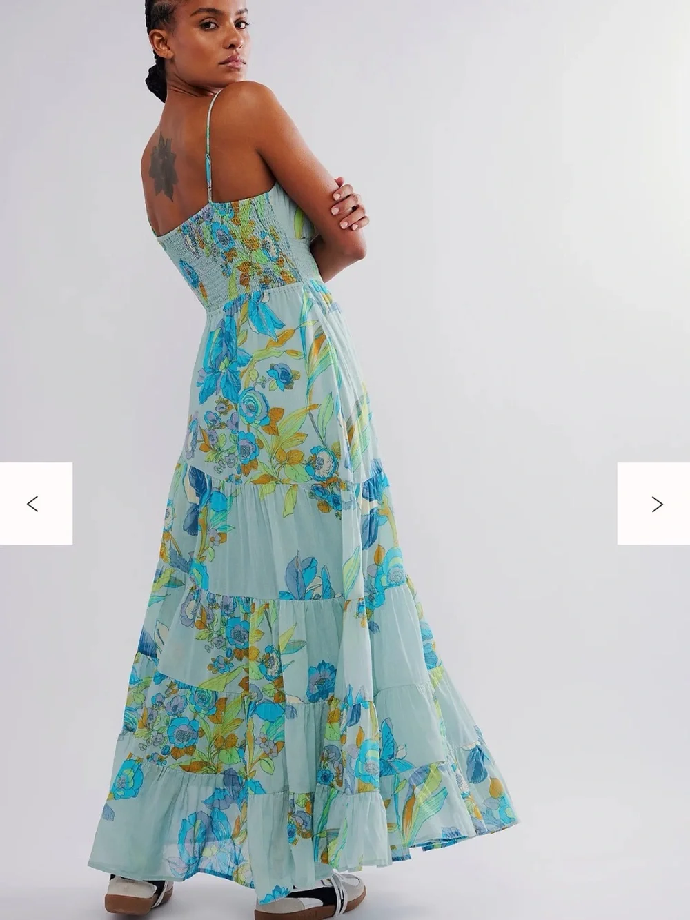 Free People Light Blue Floral Tiered Maxi Dress